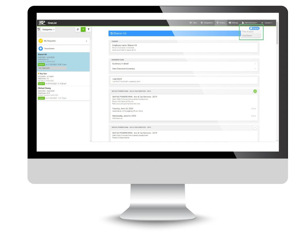 OneList 7.2 Most Recent View