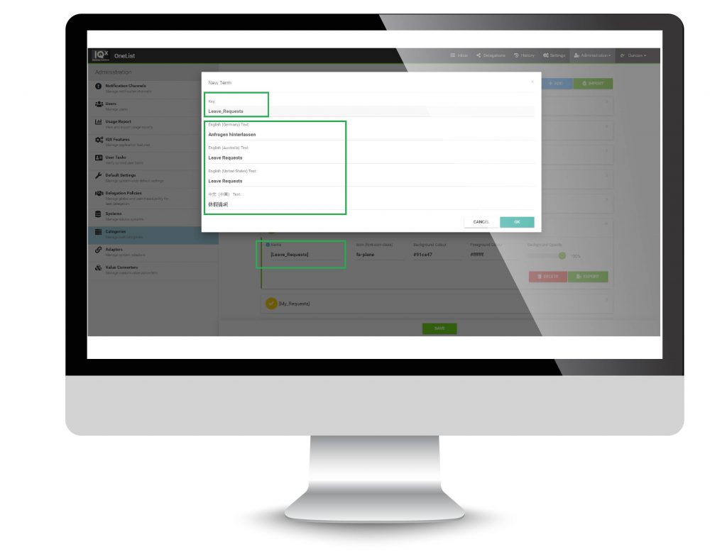 OneList 7.2 Terms and Categories