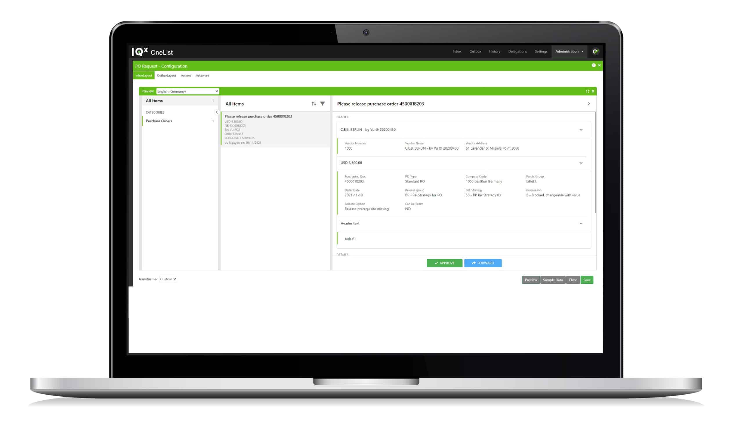 Administrator Configurator OneList
