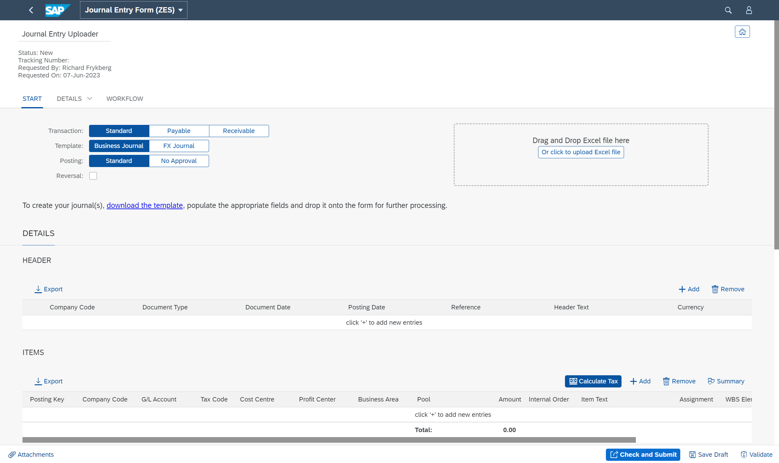 Journal Entry Fiori App ScreenShot - Project Procurement