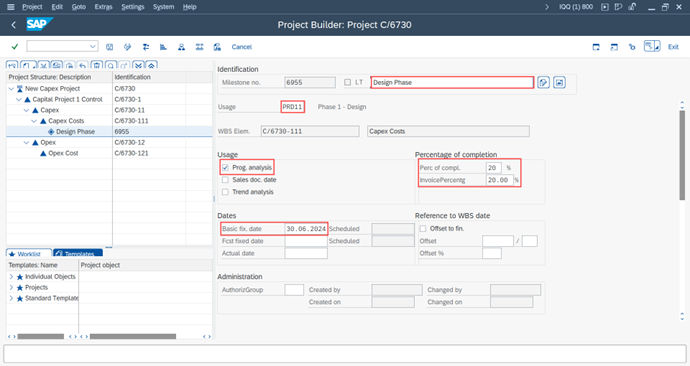 Assigning Project Milestones dates and criteria to WBS Elements in SAP