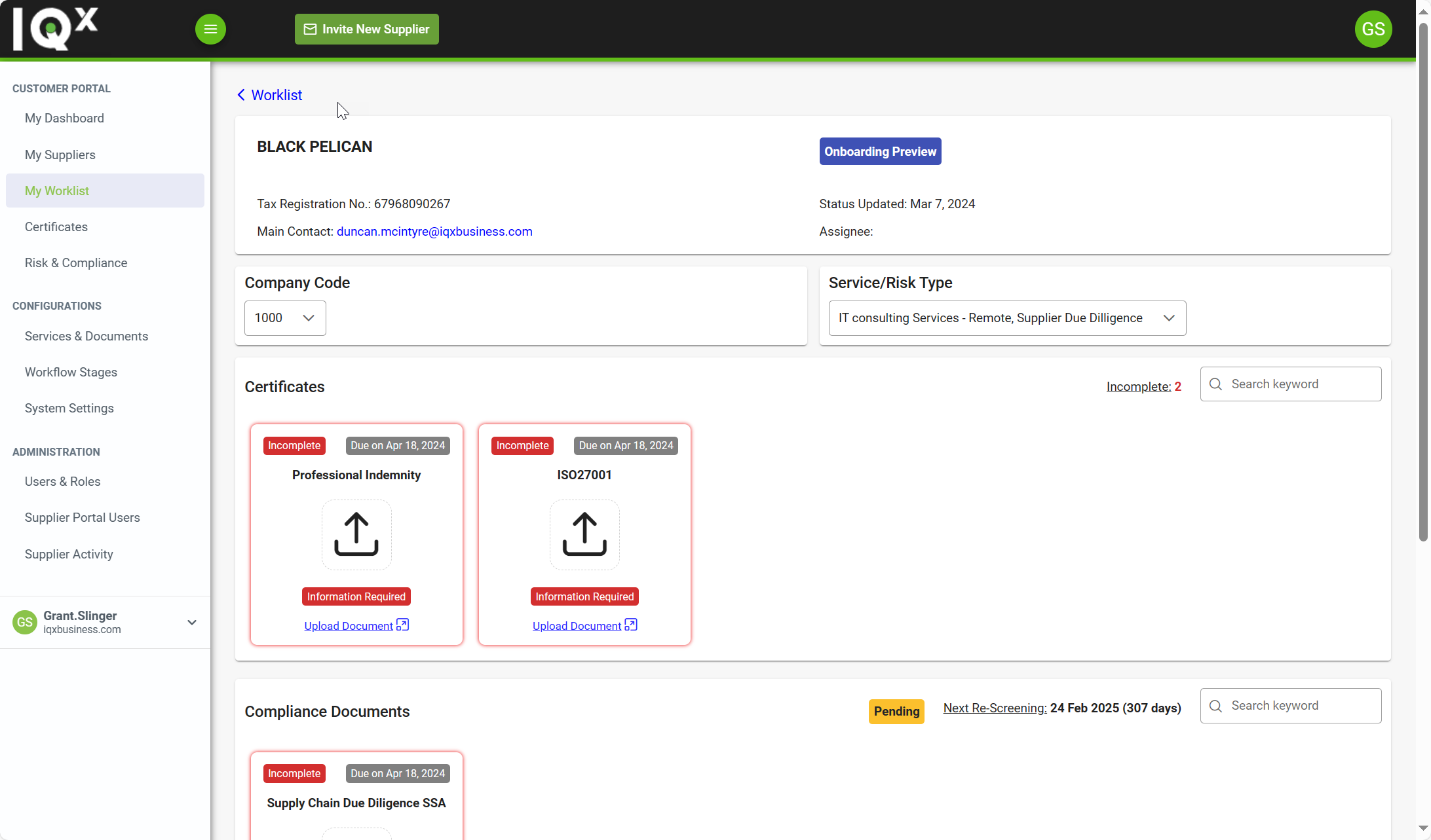 Review Supplier Details in vendor portal