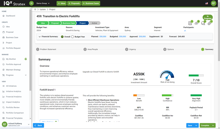 Project Demand Management in Stratex Online