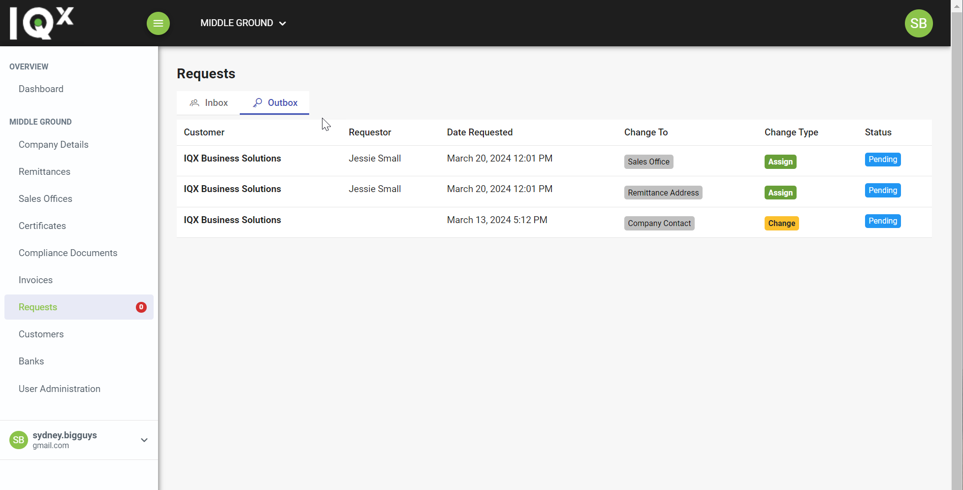 Vendor Request pending badge count in vendor portal